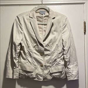 Philippe Adec Cream Single-Breasted Tailored Blazer